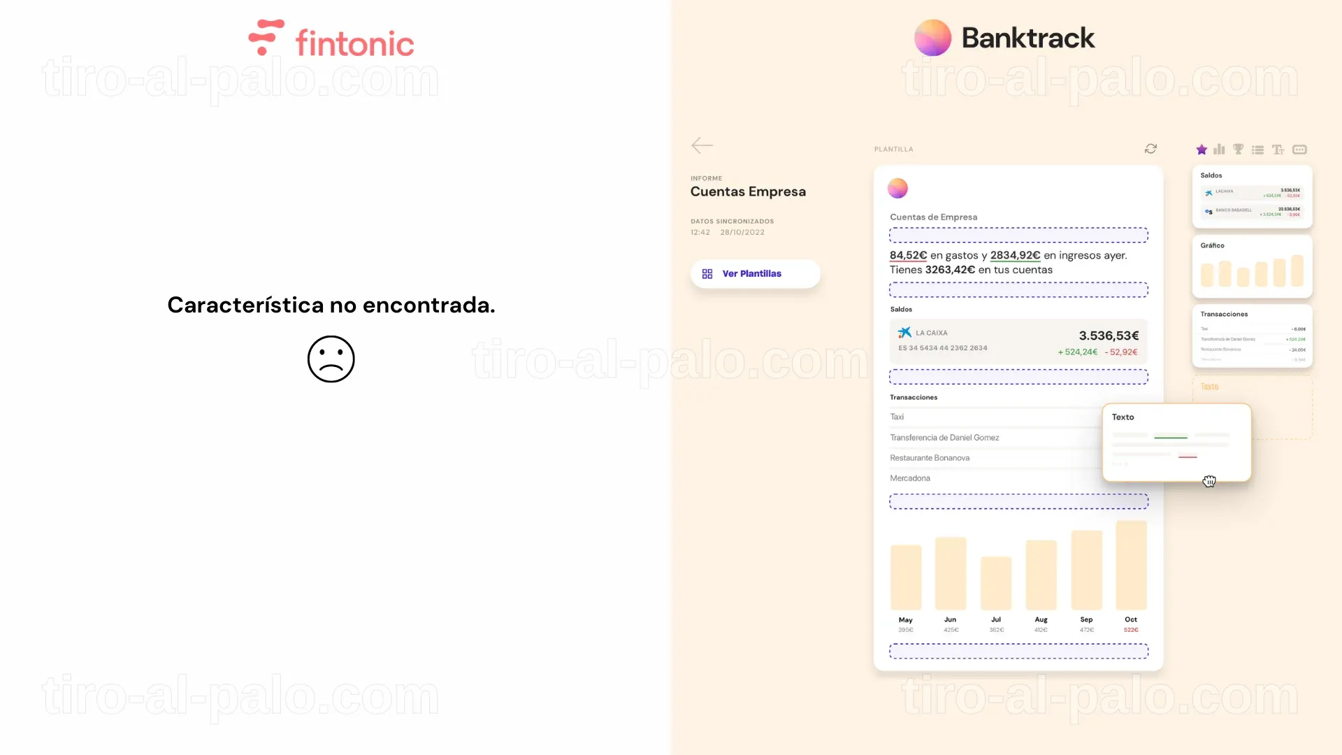 Pantalla de inicio de Fintonic con gráficos de finanzas personales.