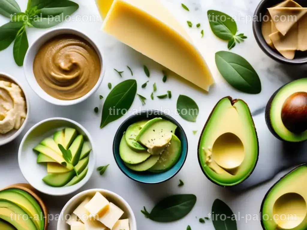Variedad de sustitutos veganos para mantequilla en la cocina.