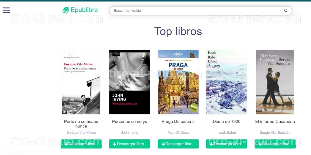 Página de un sitio web con diversas opciones para descargar ebooks.