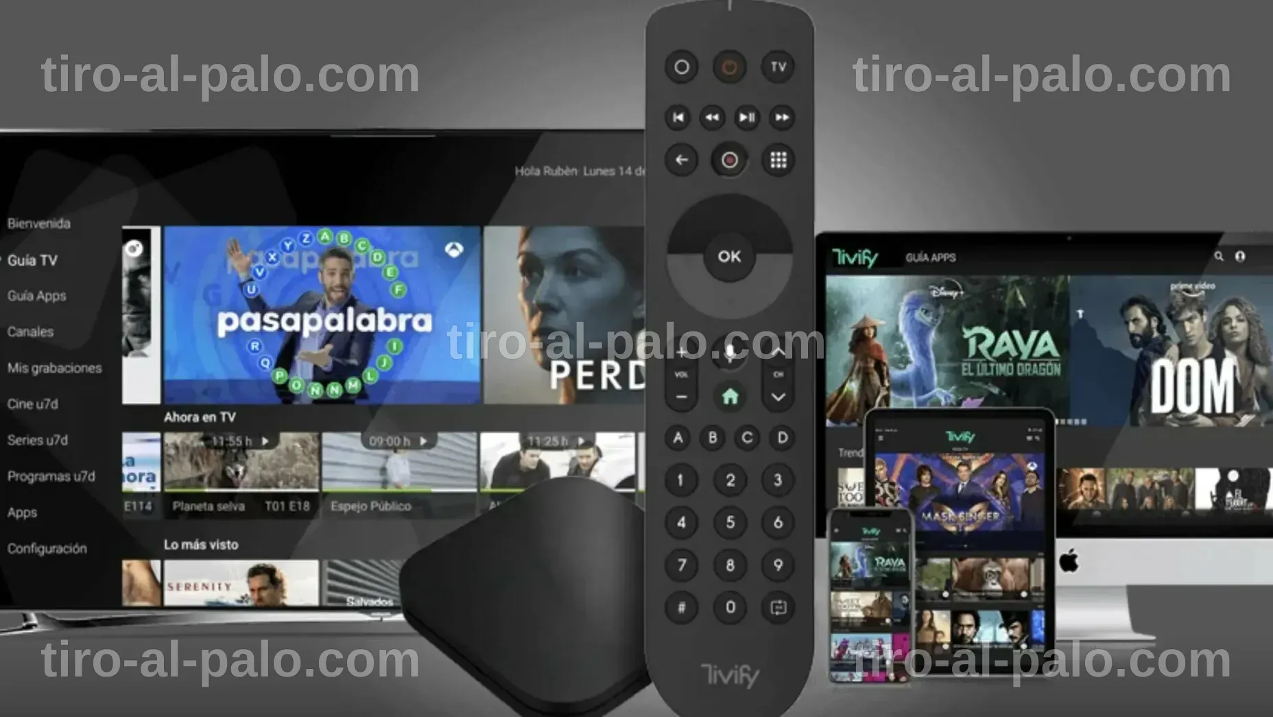 Un usuario navegando por la interfaz de una Android TV con aplicaciones de streaming.