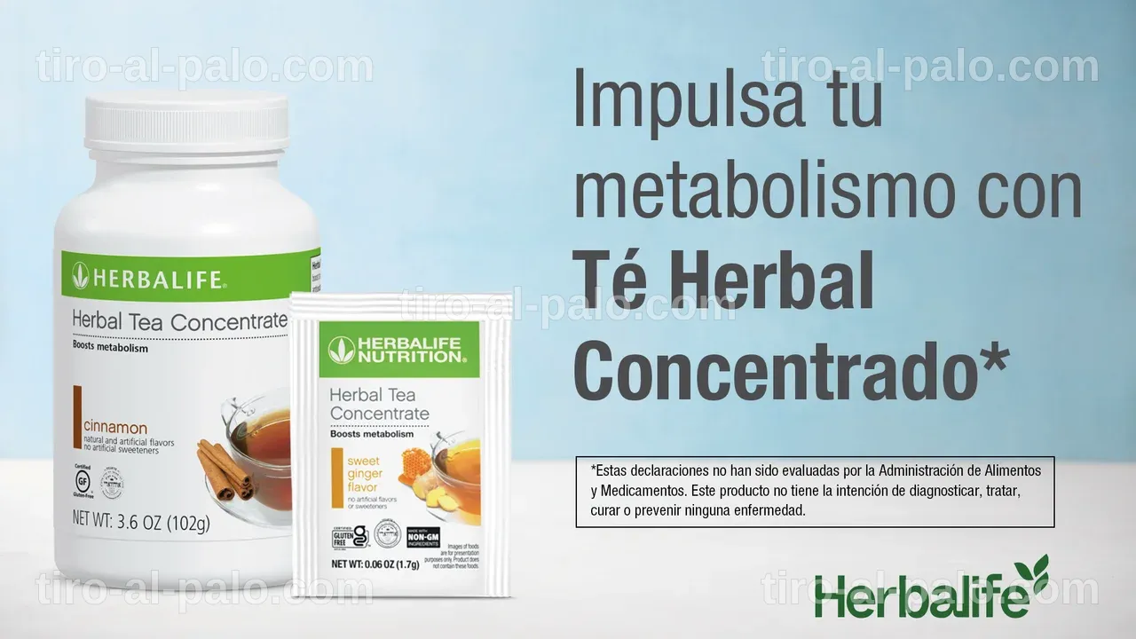 Estante con variedad de bebidas Herbalife, incluyendo aloe y té.