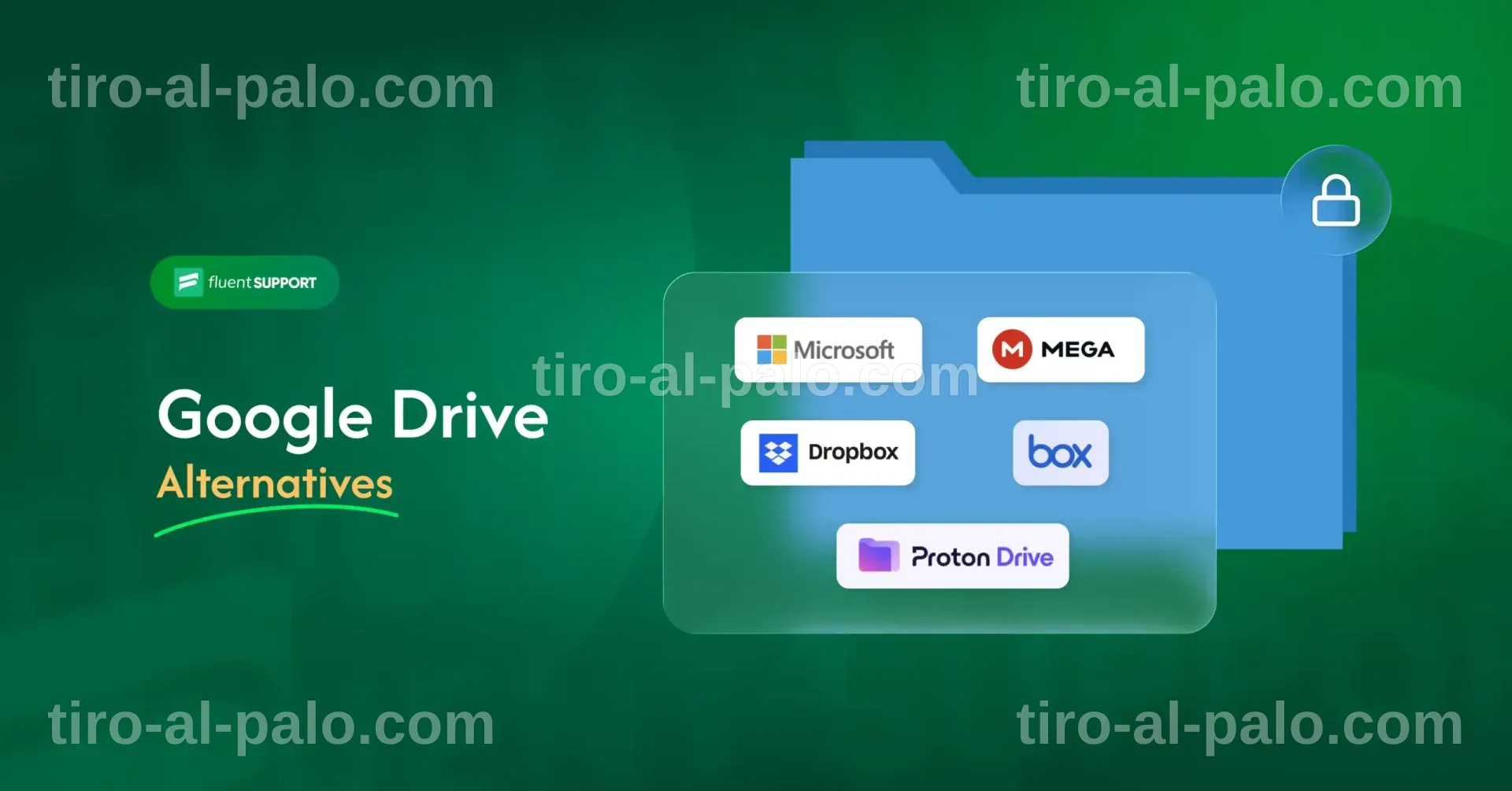 Gráfico que muestra las siete mejores alternativas a Google Drive.