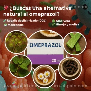 Gráfico que muestra usos y efectos del omeprazol en un formato informativo.