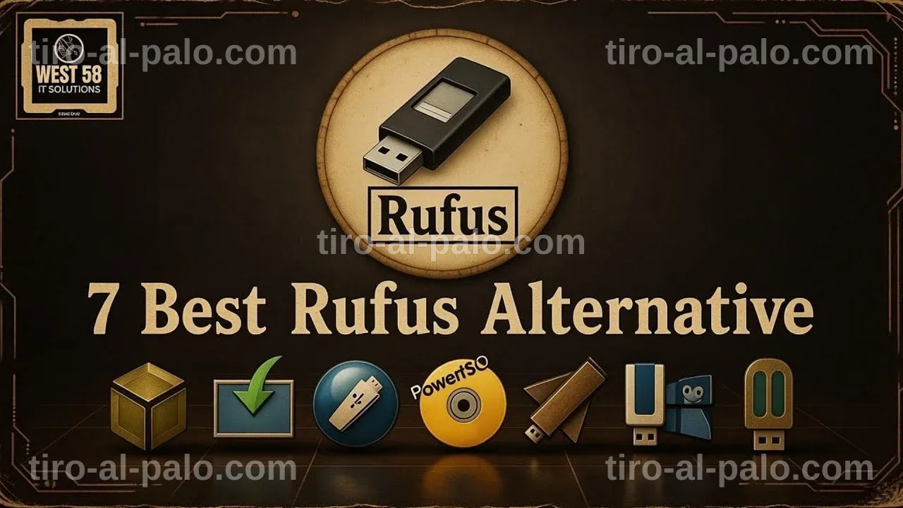 Collage que presenta alternativas a Rufus para Windows, Linux y macOS.