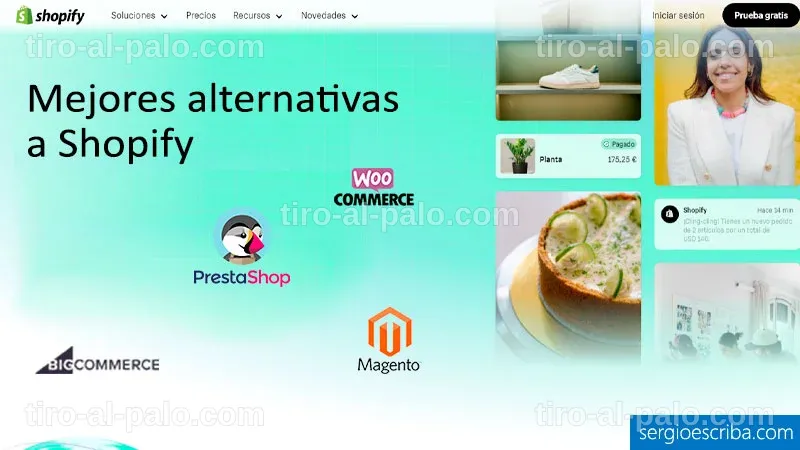 Comparativa visual de 7 alternativas a Shopify en 2026.