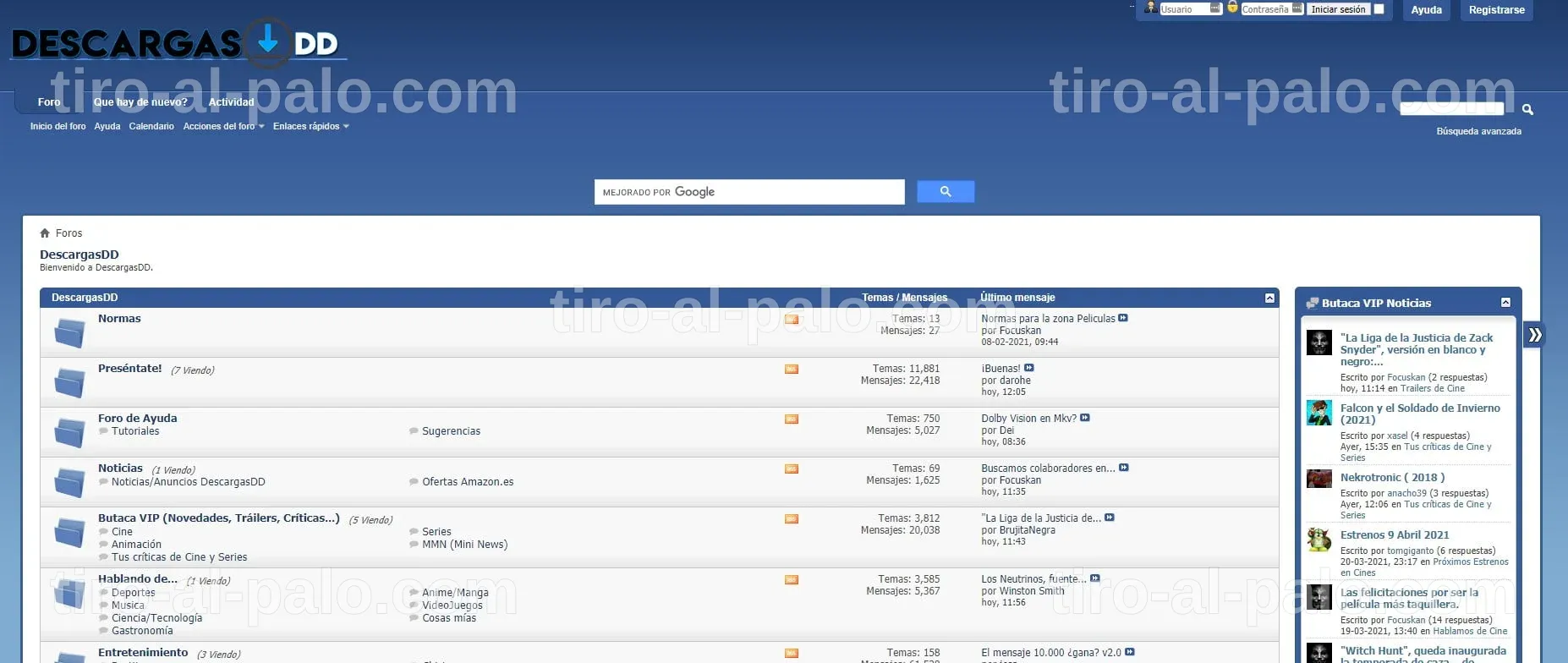 Interfaz de un sitio web para descargar torrents de películas y series.