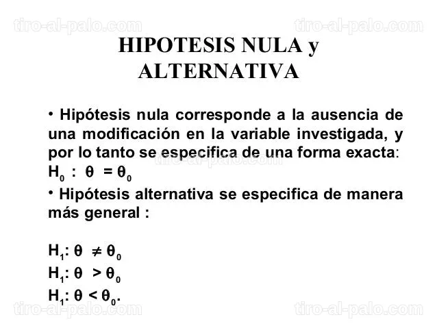 Presentación sobre conceptos de estadística en hipótesis nula y alternativa.