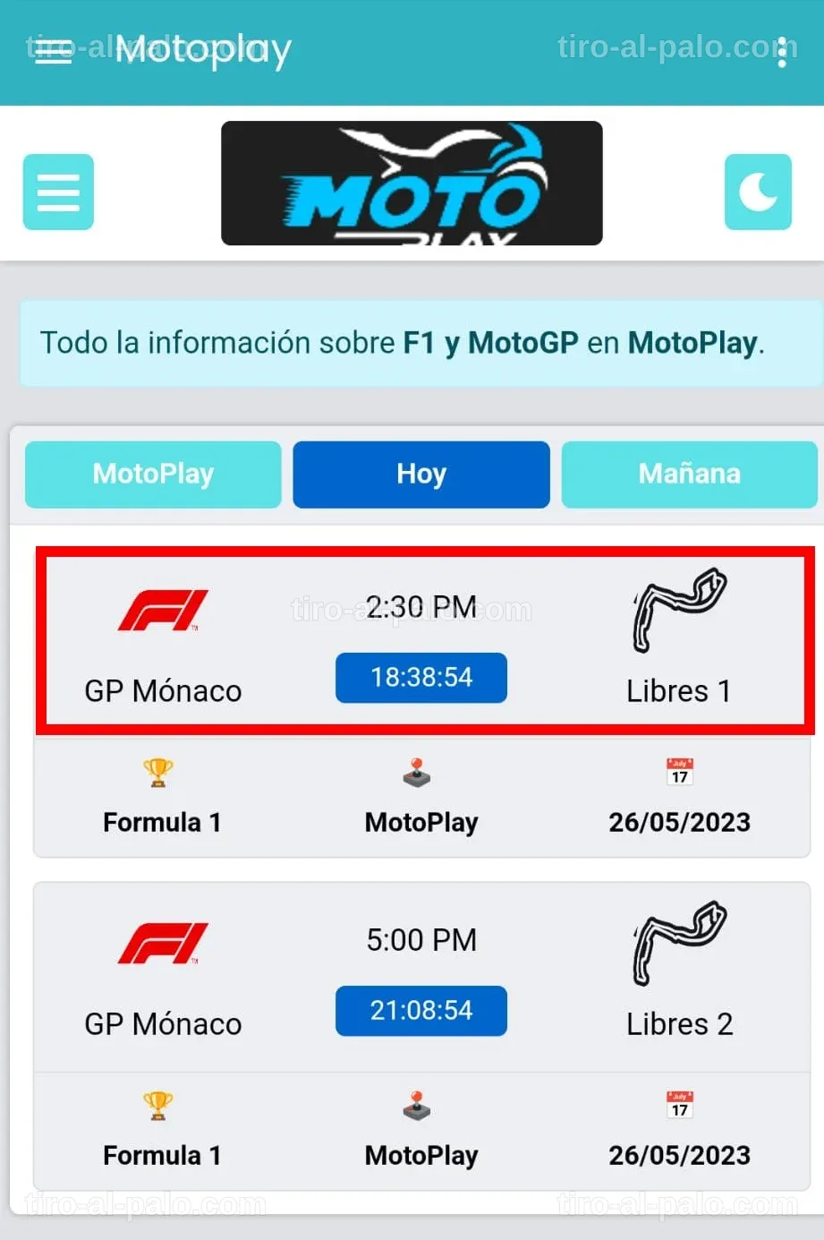 Comparativa entre MotoPlay y Motodi para ver carreras de F1 y MotoGP.