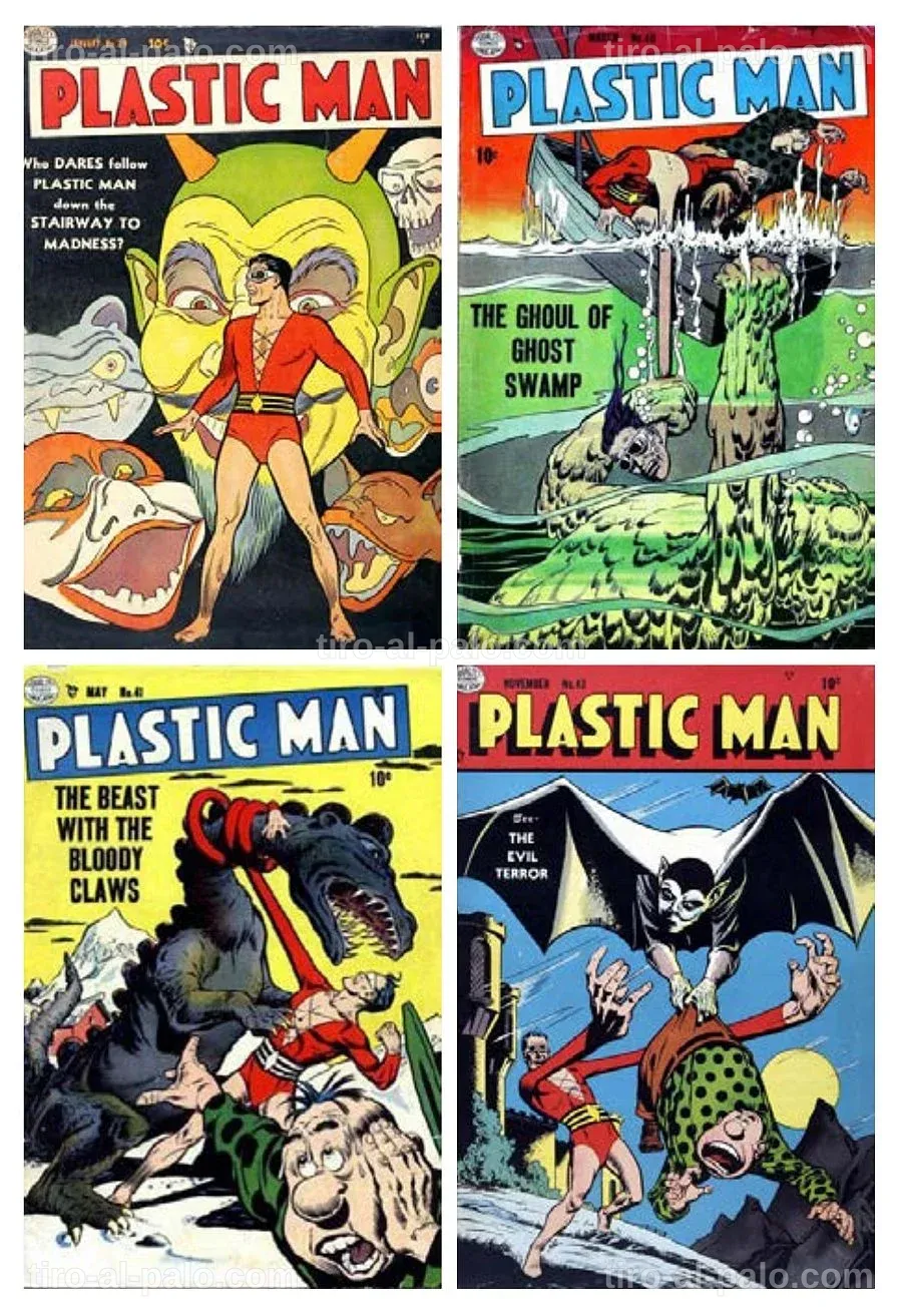 Plastic Man en su versión vampírica, con colmillos y un diseño oscuro y siniestro.
