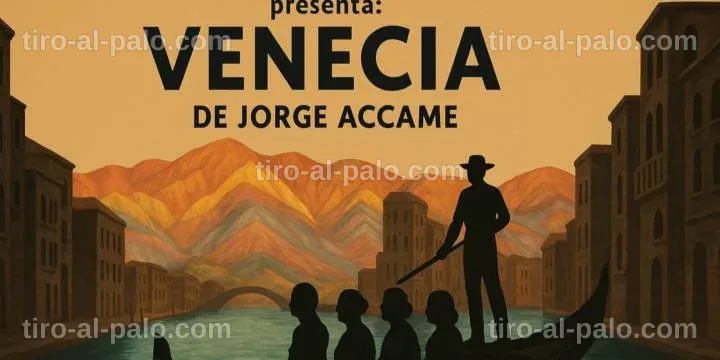 Anuncio de entradas para una obra teatral en Venecia, destacando la alternativa cultural.