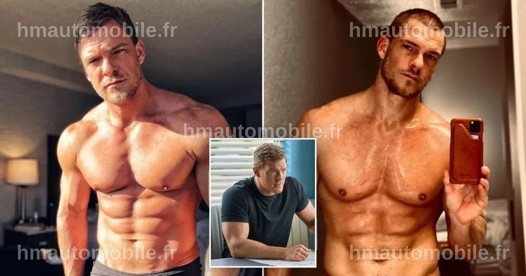 Alan Ritchson dans une scène de Reacher, mettant en évidence sa carrure impressionnante.