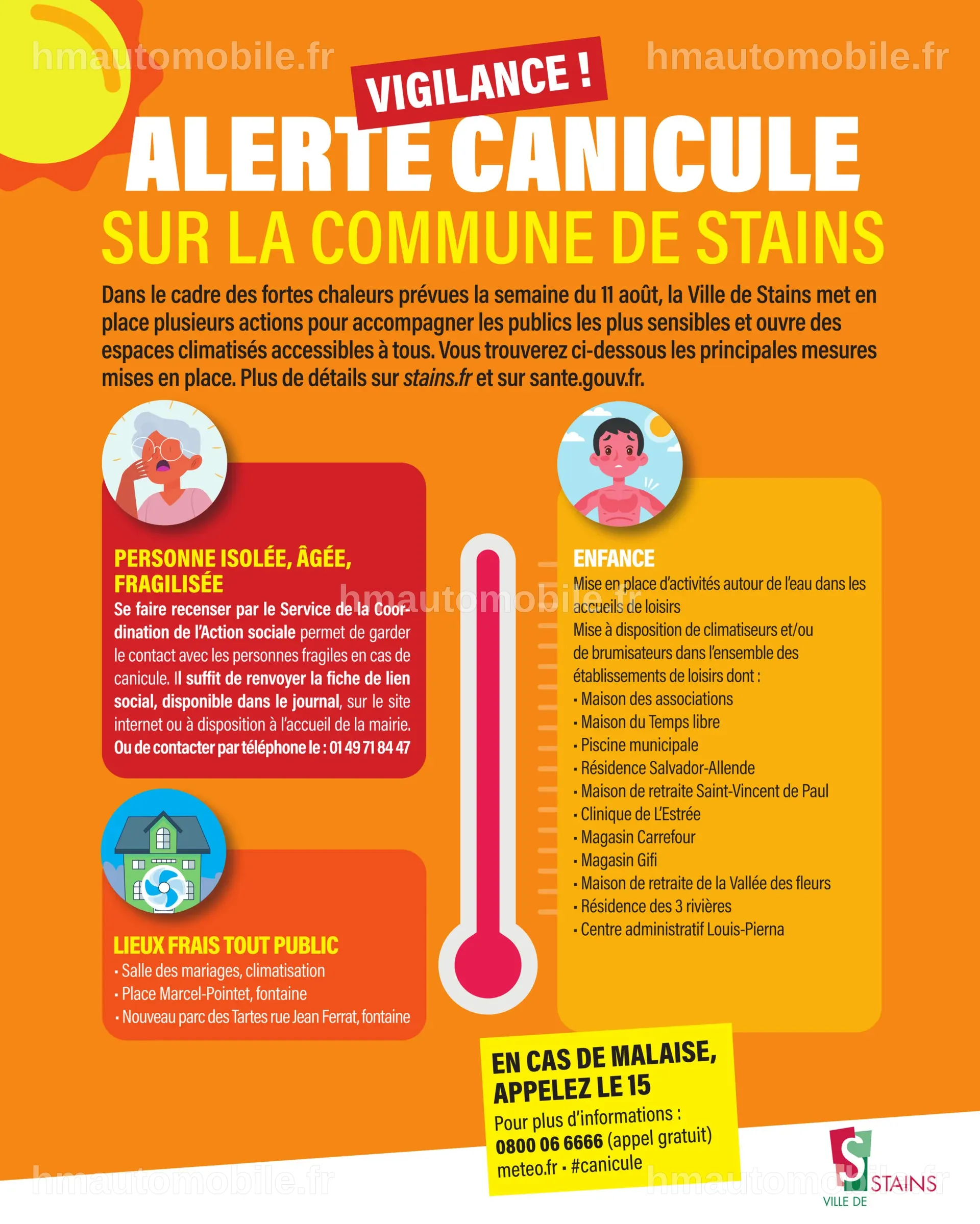 Panneau d'information sur la vigilance rouge pour la canicule à Selles-Saint-Denis.