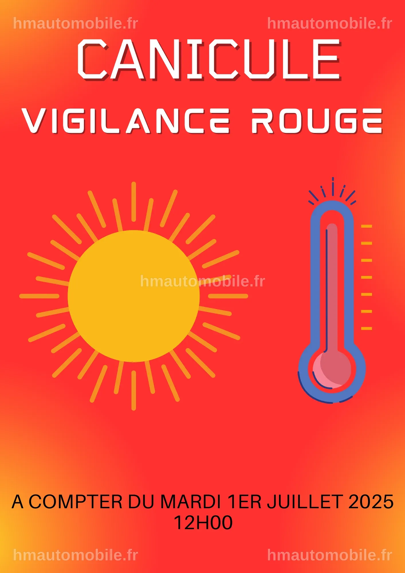 Annonce de passage en vigilance rouge pour la canicule dans une ville française.