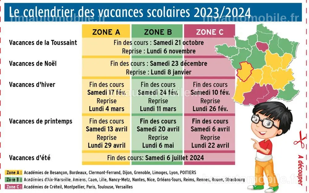 Dates des vacances d'été 2025 avec calendrier PDF.