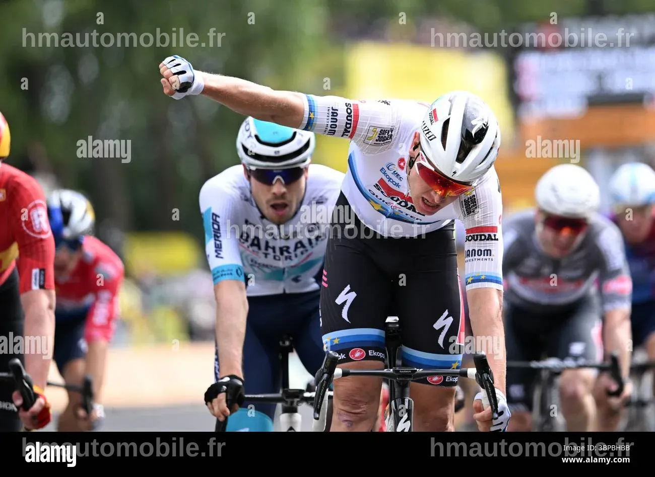 Tim Merlier en pleine action sur le parcours entre Valanciennes et Dunkerque.